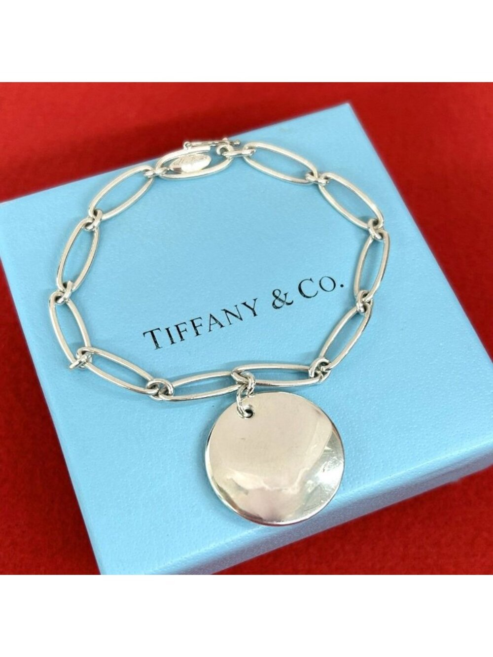Tiffany & Co Vintage Elsa Peretti Round Tag Bracelet 925 Sterling Silver